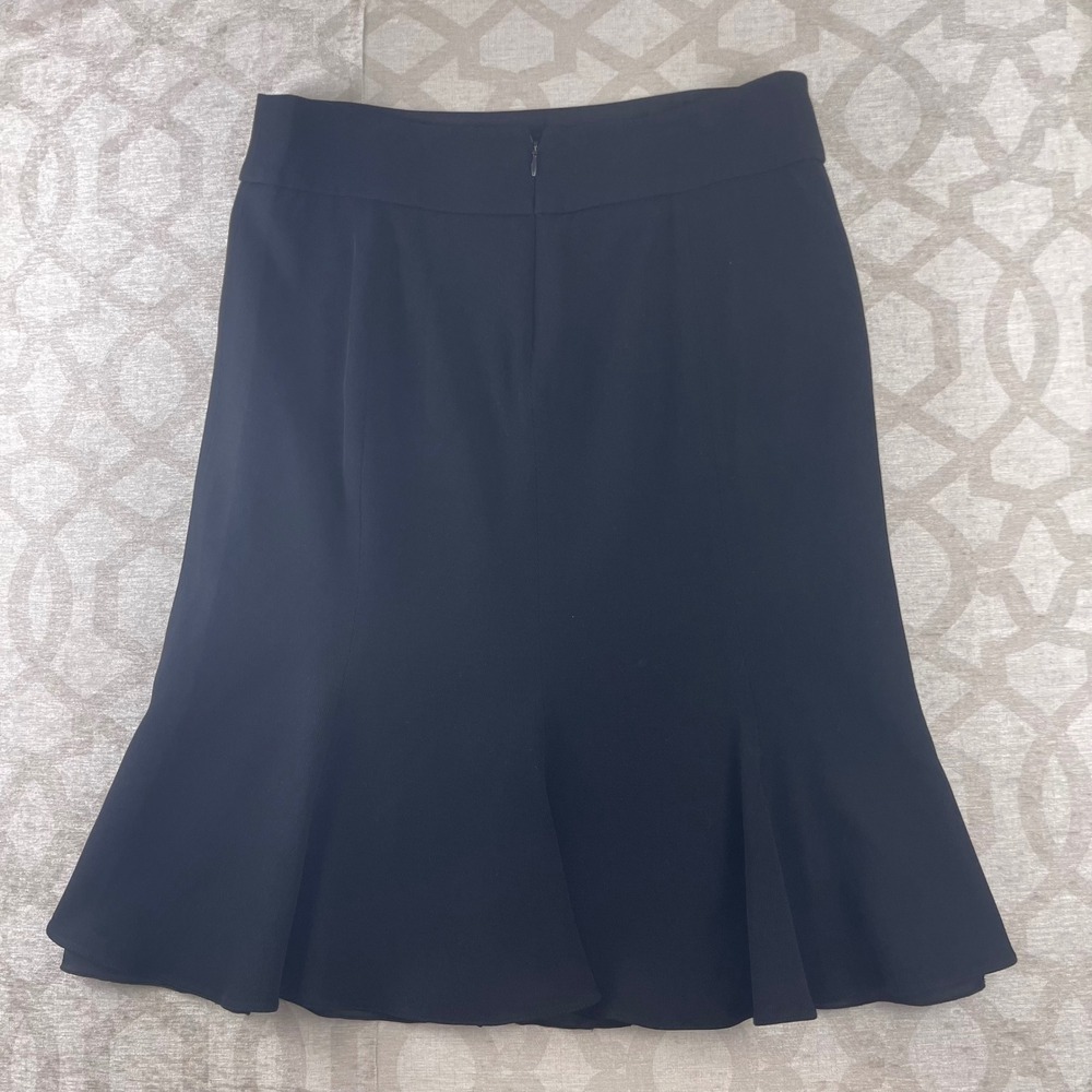 Armani Collezioni Black Virgin Wool Flared Knee Length Skirt Made in Italy Sz 8 - Picture 2 of 8